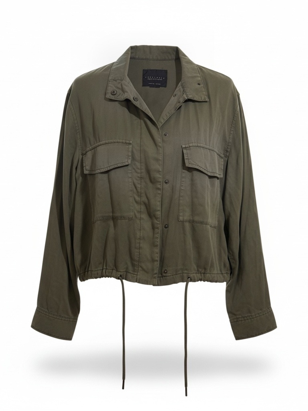 Sanctuary Olive Green Tencel Cropped Utility Field Shacket Jacket size XL